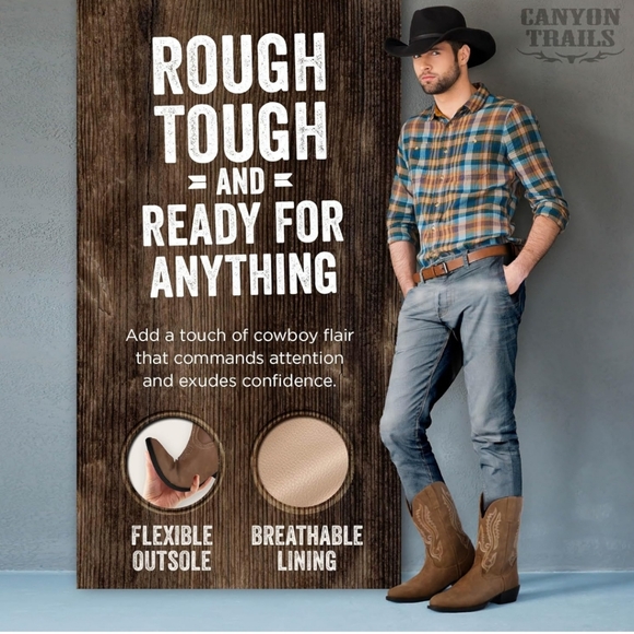 Canyon Trails Cowboy Boots for Men Water Repellent Durable Boots, size 13 - Picture 13 of 14